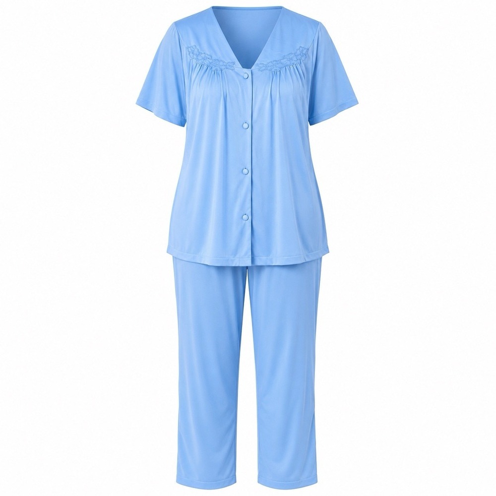 Vanity Fair Blue Sleepwear Set Button Top & Pants 2X NWT Grandmacore Cottagecore